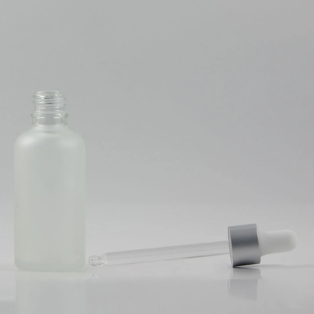 High quality skin care packaging 50ml glass bottle dropper matte silver, 50ml glass bottle packaging