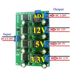 3A 4 Channels Multiple Switching Power Supply Module 3.3V 5V 12V ADJ Adjustable Output  DC DC Step-Down Buck Converter Board