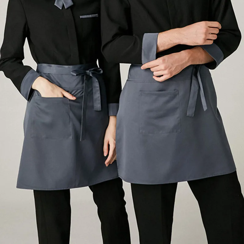 

Gray Polyester Cotton Waist Apron Barista Waitstaff Bartender Pastry Culinary Uniform Restaurant Cafe Retail Shop Work Wear E2