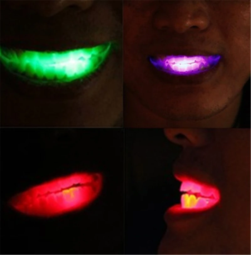 1PC New Hot Funny Halloween Gift LED Light Up Mouth Guard Piece Flashing Toy Glowing Tooth Party Favors