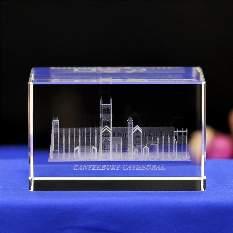 3D Laser Engraving Canterbury Cathedral Decoration Home Decoration Crystal Ornaments Wedding Travel Commemorative Gifts Souvenir