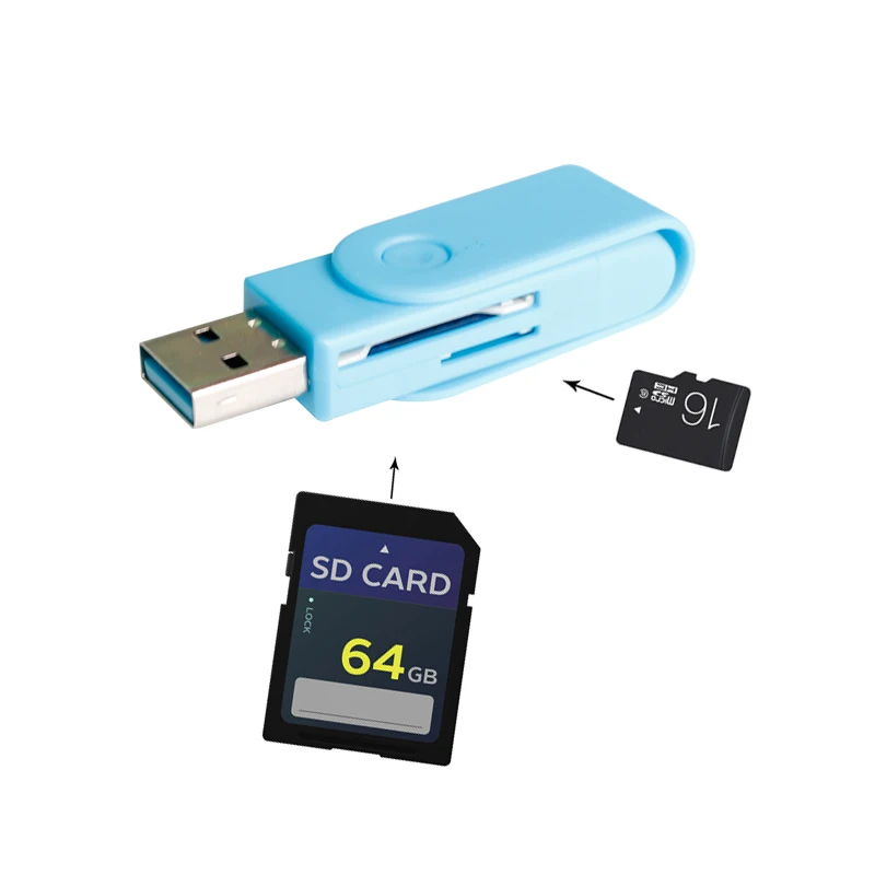SR New Rotating USB 2.0 4 Colors OTG Card Reader 2 in 1 Android Phone TF Micro SD For Laptop PC