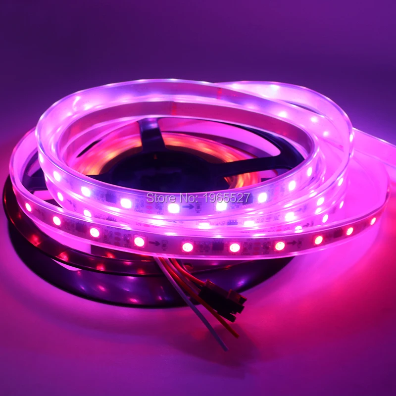 

5M 48LEDs/m WS2811 RGB LED Strip Light TV 5050 SMD RGB LED 16Pixels/m with 16pcs WS2811 IC,DC12V input,White PCB,Waterproof IP67