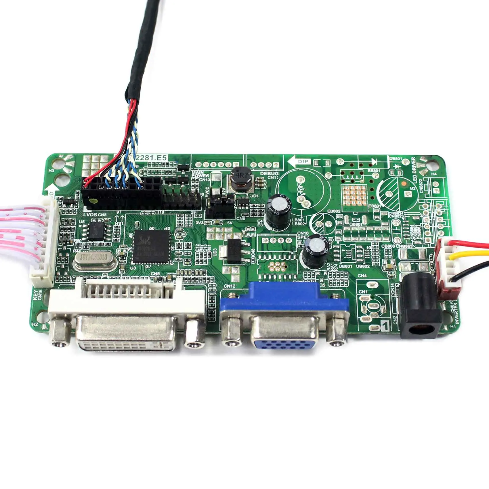 Placa de controlador lcd vga + dvi, rt2281, funciona com lcd touch de 10.4 polegadas, 1024x76. ips, tela lcd