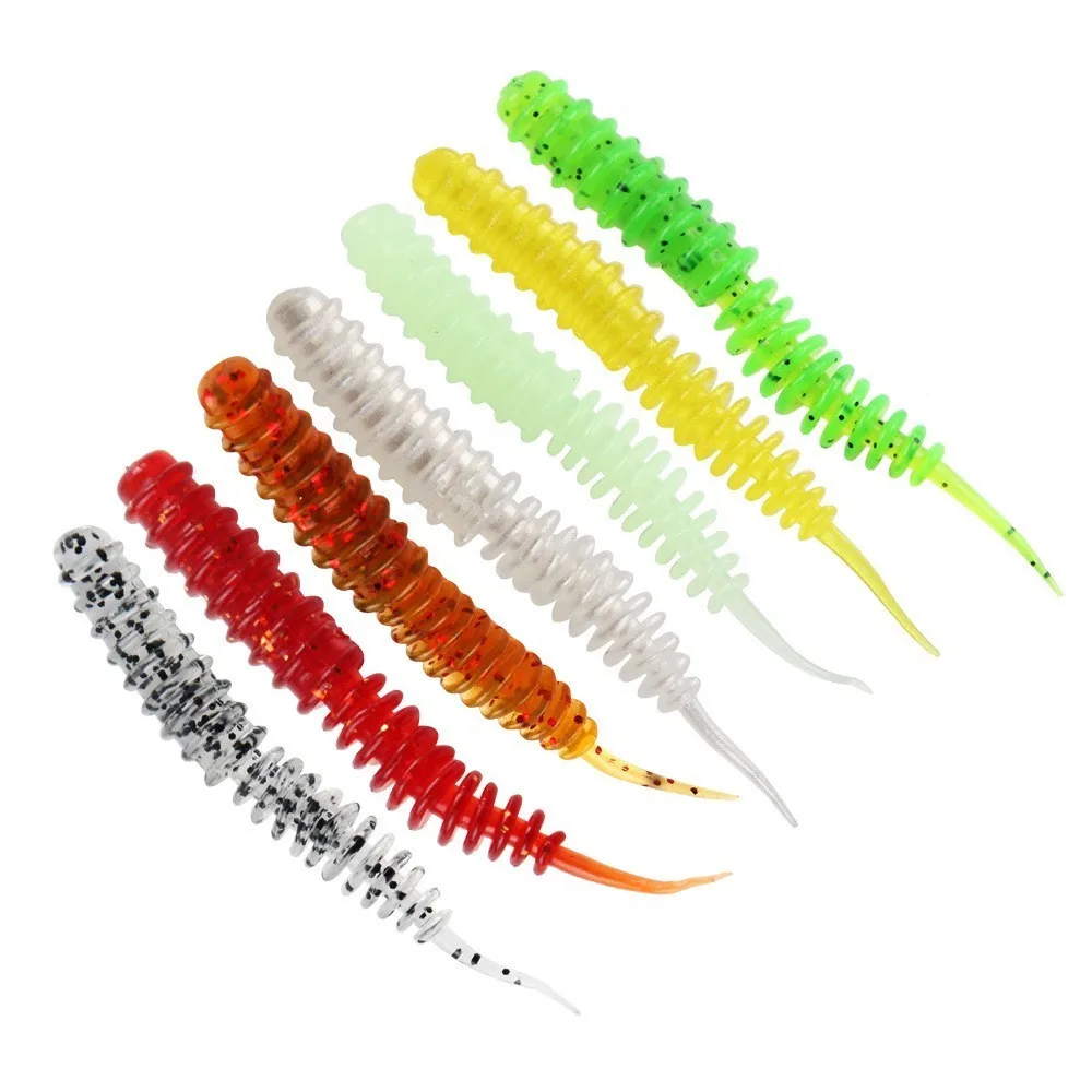 Atriptime Brand 10 Pcs/bag Soft Fishing Lure 6cm 1.3 G Spiral Tail Lake Pond Fishing Bait