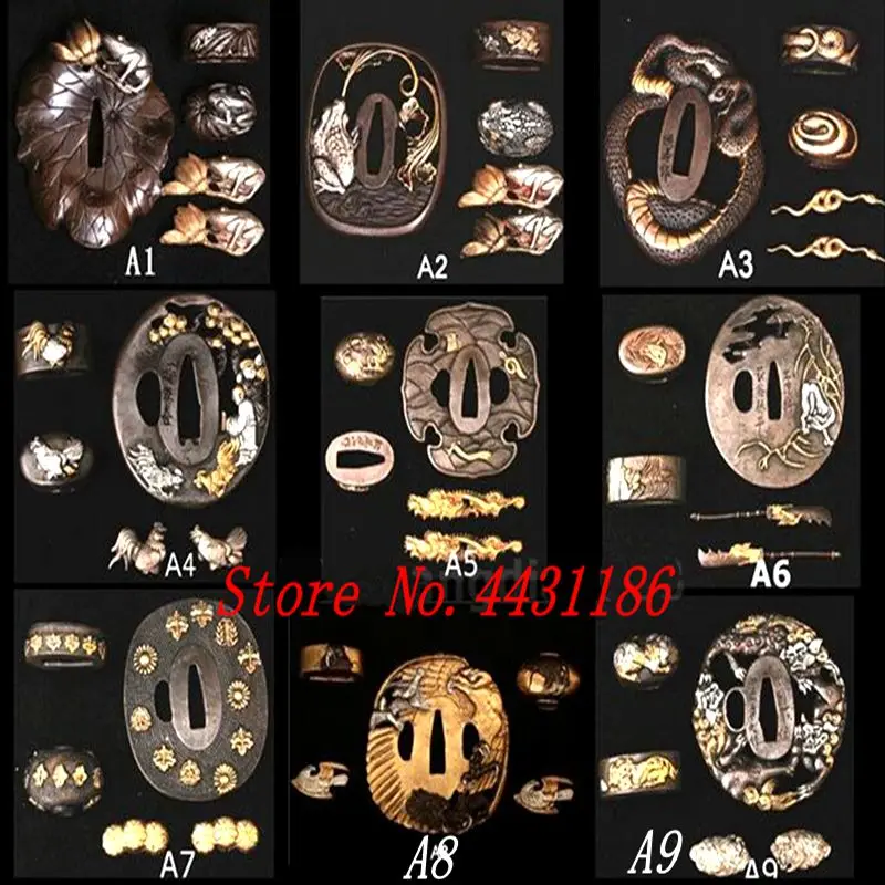 27 Difference Style High Quality Copper Japanese Samurai Sword Tsuba Kashira/Fuchi Menuki Katana DIY Fitting Set