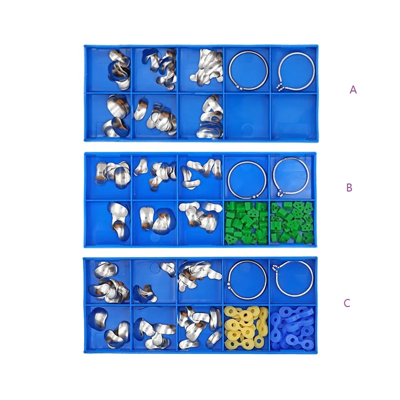 

1 Set Dental Sectional Contoured Matrices with Ring Rubber Elastic Wedges Dental Teeth Material Dentist Tools