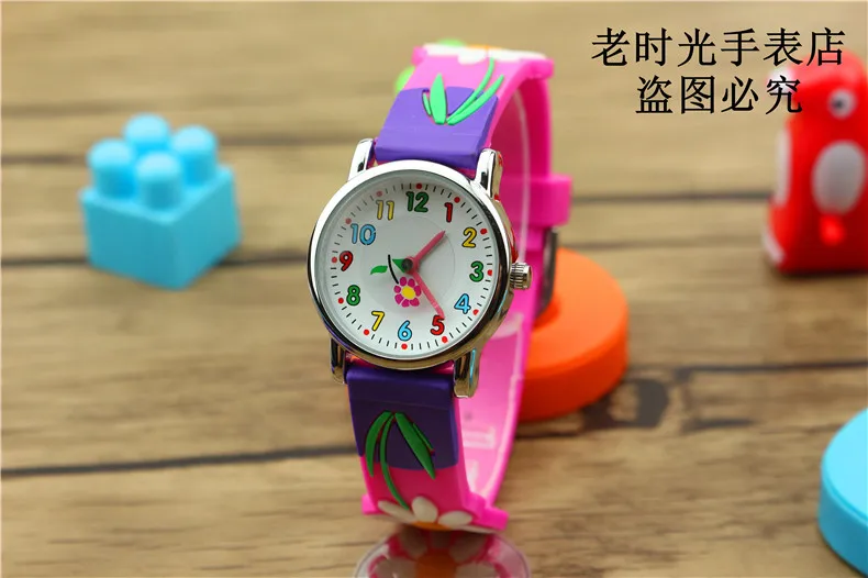 NAZEYT – montre à Quartz pour enfants, marque de luxe, analogique, fleurs 3D, horloge en caoutchouc, sport, étanche, 2019