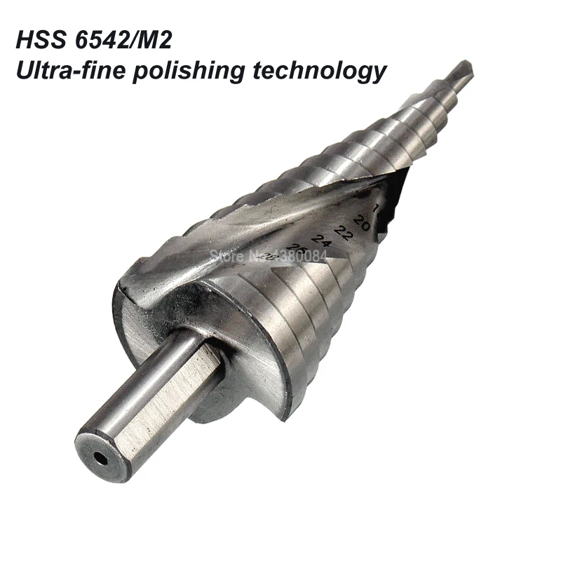 Broca de cone espiral com haste triângulo, 4-32mm hss 6542/m2, ferramenta manual, cortador de serra, metal, passo, broca, corte