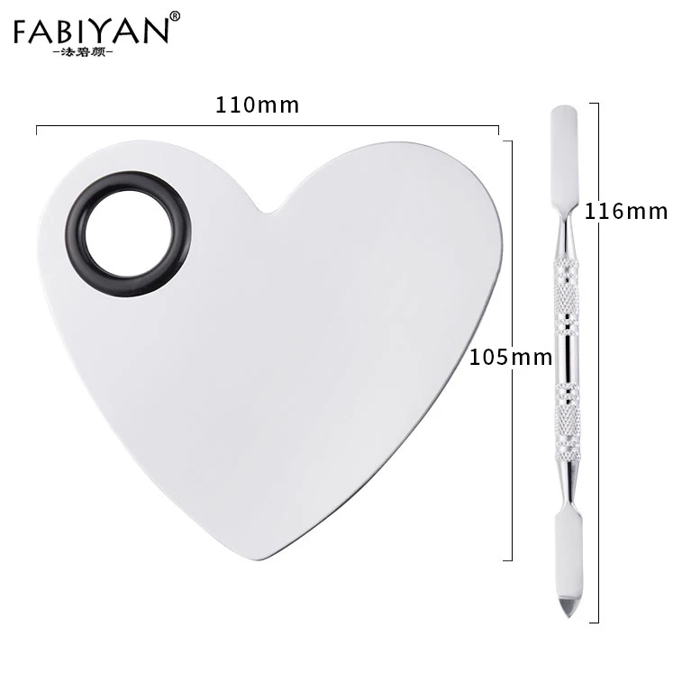 Heart Stainless Steel Palette Spatula Cosmetic Makeup Cream Foundation Eye Shadow Mixing Gel Polish Nail Art Tool Set Hands-free