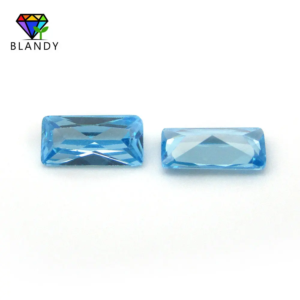 Wholesale Price 2*4~9*11mm Rectangle Shape Seablue Cubic Zirconia Stone 5A Quality Synthetic Gems CZ Stone For Jewelry