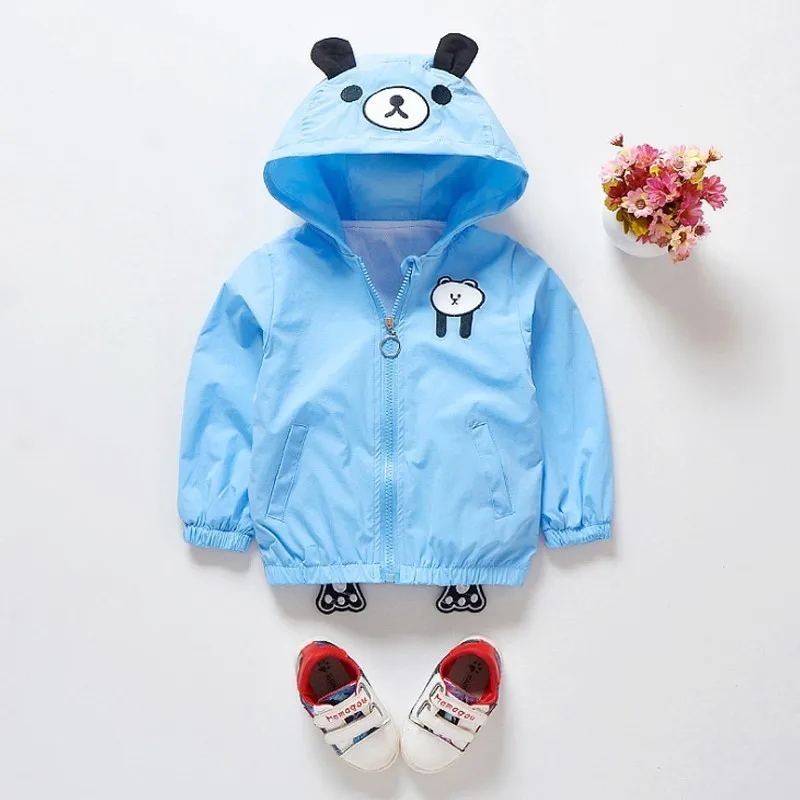 Children's Outerwear Korean Kids Cartoon Hooded Jackets Sun Water Proof Baby Boy Handsome Blouse With Ears Coat Clothing Outcoat