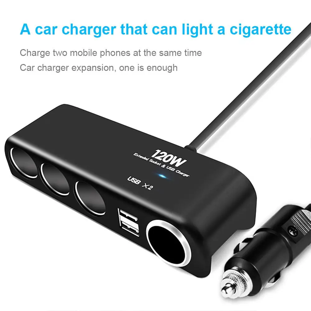 One for Four Car Power Supply Dual USB Car Charger Cigarette Lighter Power Distributor Adapter