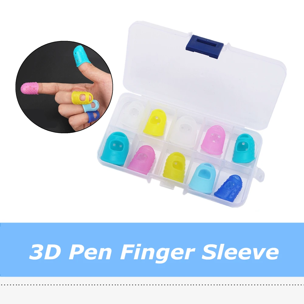 

10pcs/lot 3D Pen Spare Parts Heat Insulated Silicone Finger Sleeve, 3D Pen Drawing Protective Fingertip Cover For Kids