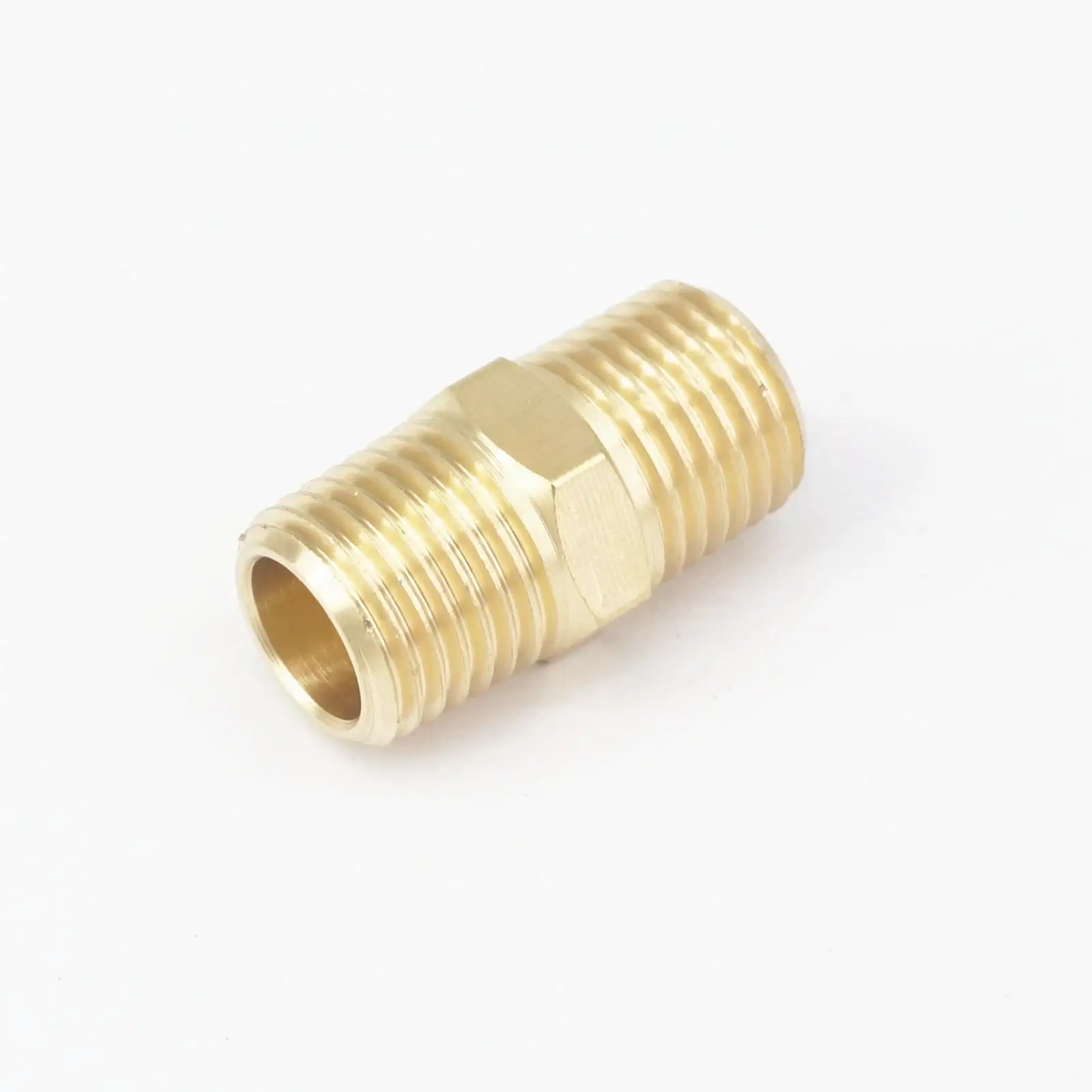 

1/8" NPT x 1/8" NPT Male Hex Nipple Brass Pipe Fitting Connector Adapter Water Gas Oil Fuel Max Pressure 229 PSI