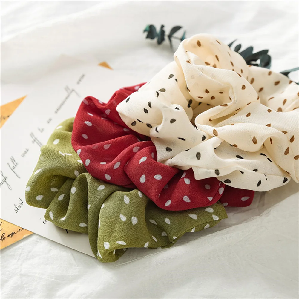 2019 New  Wave Point Hair Scrunchies Ponytail Holder Soft Stretchy Hair Ties Vintage Elastics Hair Bands for women Accessories