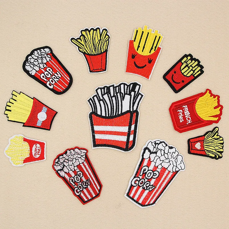 PGY French fries Badges Fast Food Embroidery Patches for Clothing Iron On Stickers Diy Coat Badges By Household Garment decor