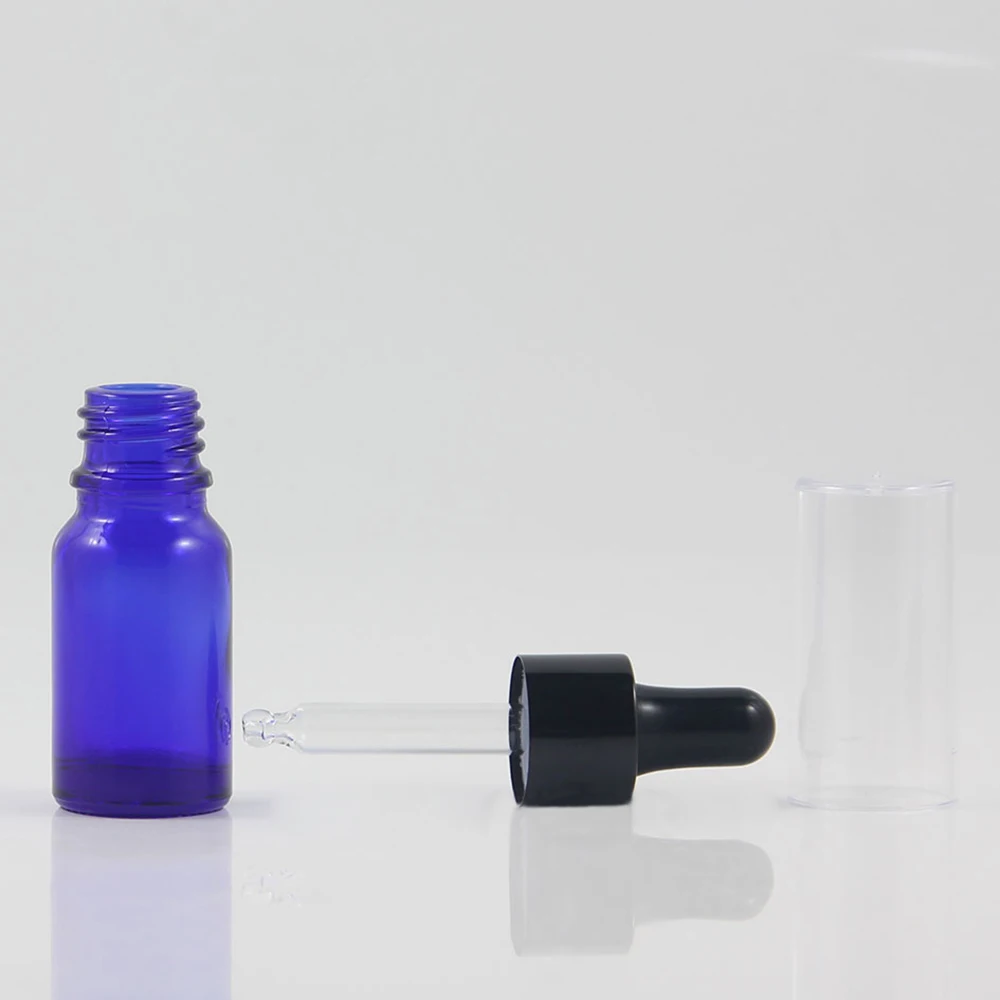 100PCS a lot glass bottle with dropper 15 ml, 0.5 OZ Blue glass dropper packaging essenitail oil