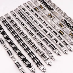 Wholesale 12pcs/Lots Mix Style Stainless Steel Jewelry Bracelets For Mens Gifts Party Wrist Cuff Bracelets Top Quality