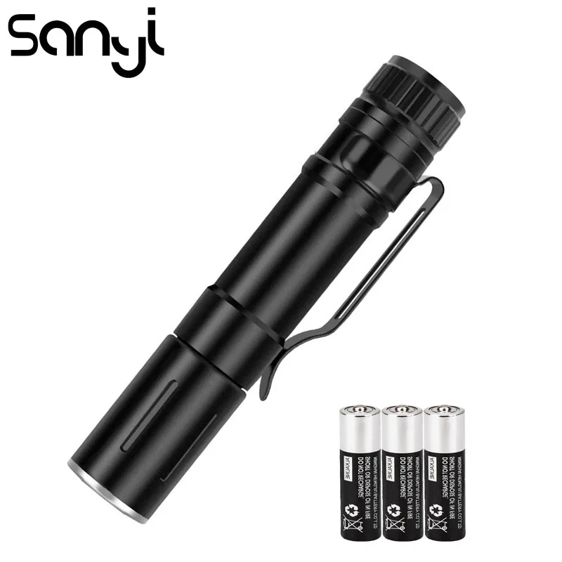 SANYI Mini Zoomable Flashlight Torch 3 Modes Working Light By AAA Battery Portable Lantern for Camping Hunting Night Fishing