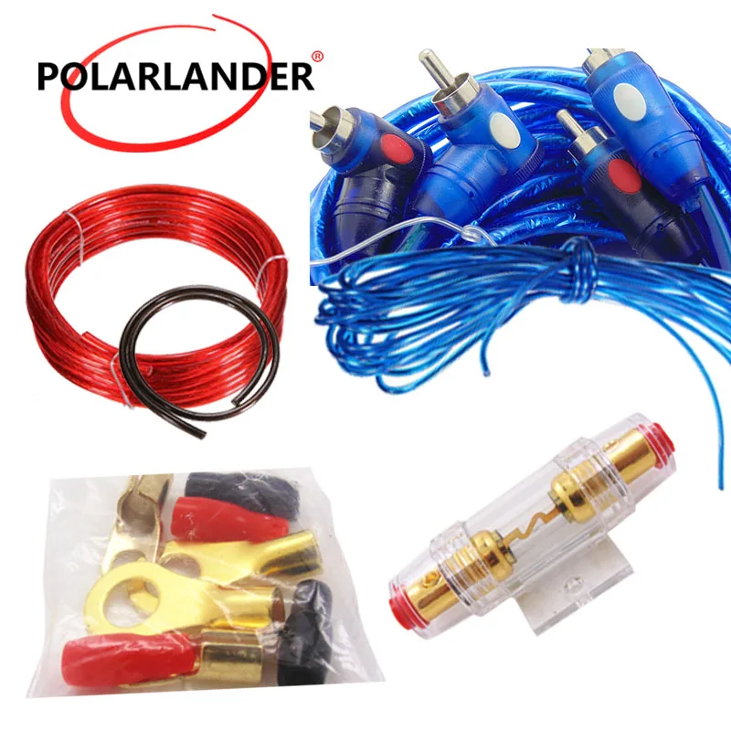 Subwoofer Speaker Wiring Amplifier 1500W 8GA Power Cable Installation Kit Car Audio Wire 60 AMP Fuse Holder Copper Clad Aluminum