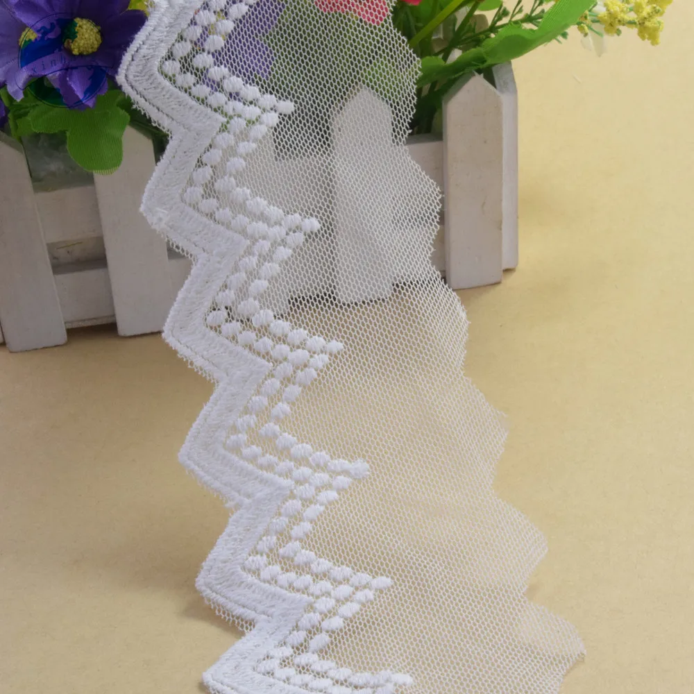 7cm Width Cotton Embroidery Lace Sewing Ribbon Guipure Trim Fabric Warp Knitting DIY Garment Accessories Wedding Lace#3360