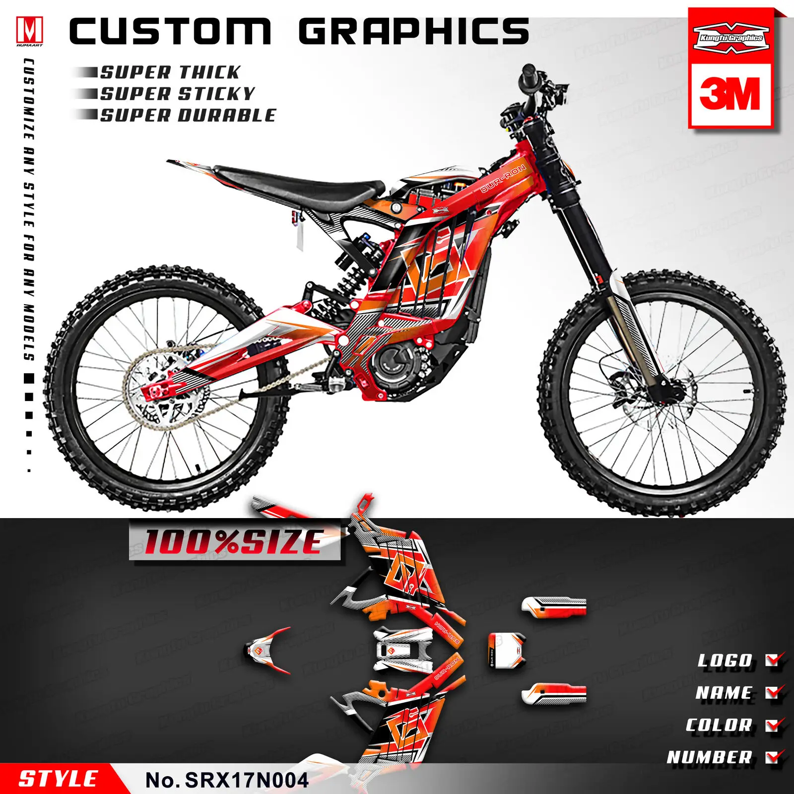 

KUNGFU GRAPHICS Restyle Graphics Stickers Set for Surron Light Bee X Electric Dirt Bike (Style no. SRX17N004-KO)