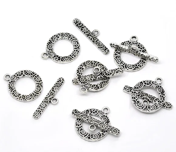 DoreenBeads-broches de palanca con patrón, accesorio de Color plateado, B11951, yiwu, 40 juegos