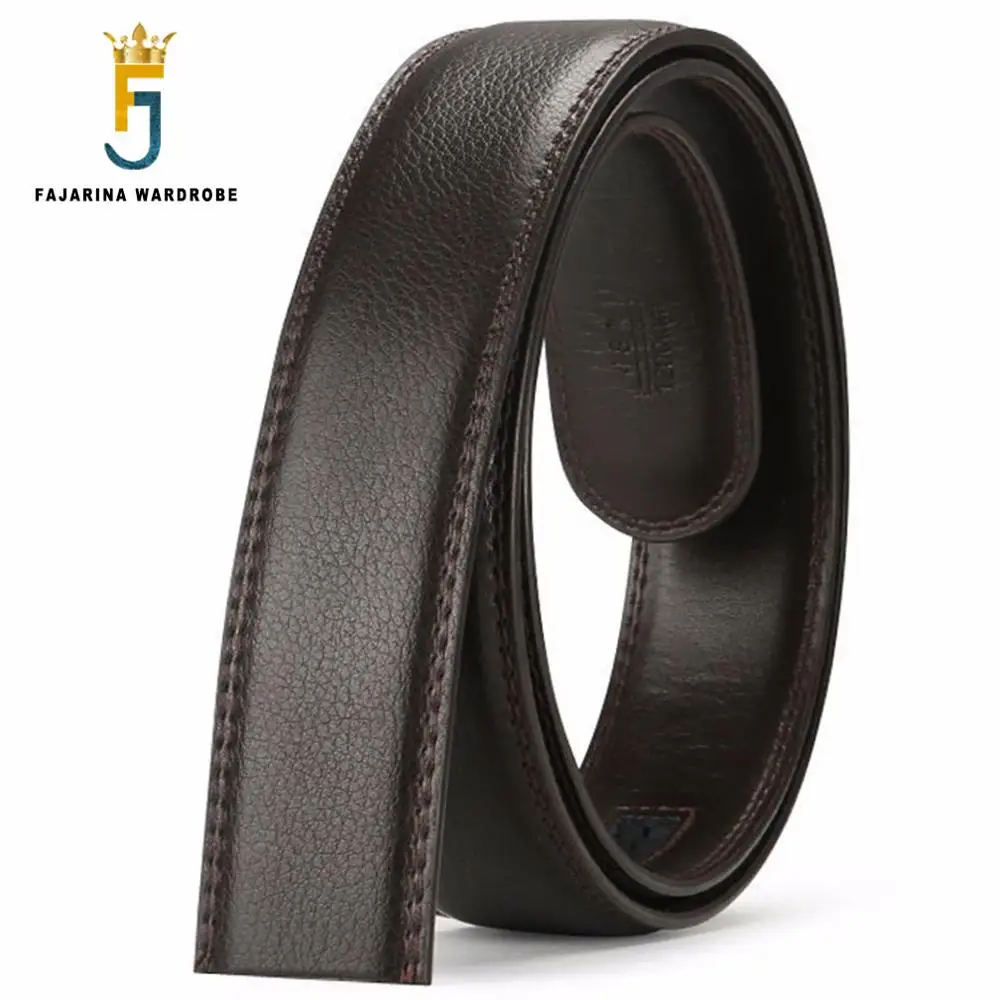 

FAJARINA Good Quality the 2nd Layer Genuine Leather Black Belt Automatic Ratchet Styles 3.5cm Belt Strap without Buckle FJ18025