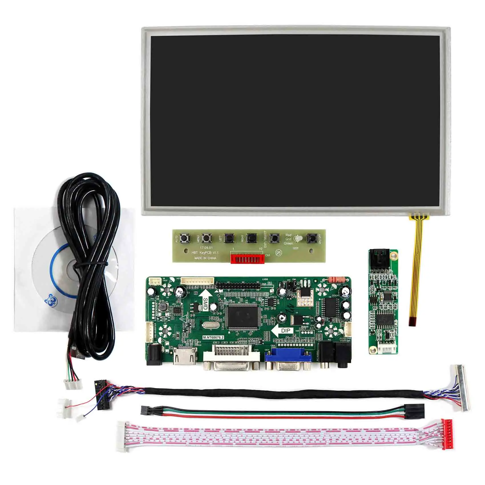 8.9inch Resistive Touch Panel  LCD Screen HD MI DVI VGA AUDIO LCD Controller Board 1024X600 Resolution Backlight WLED