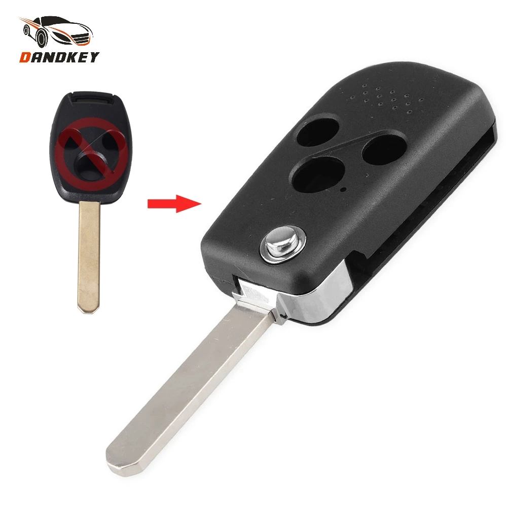 

Dandkey 3 Buttons Modified Flip Folding Remote Key Shell Fob For Honda Accord Civic CR-V Insight Ridgeline Auto Car Key Case