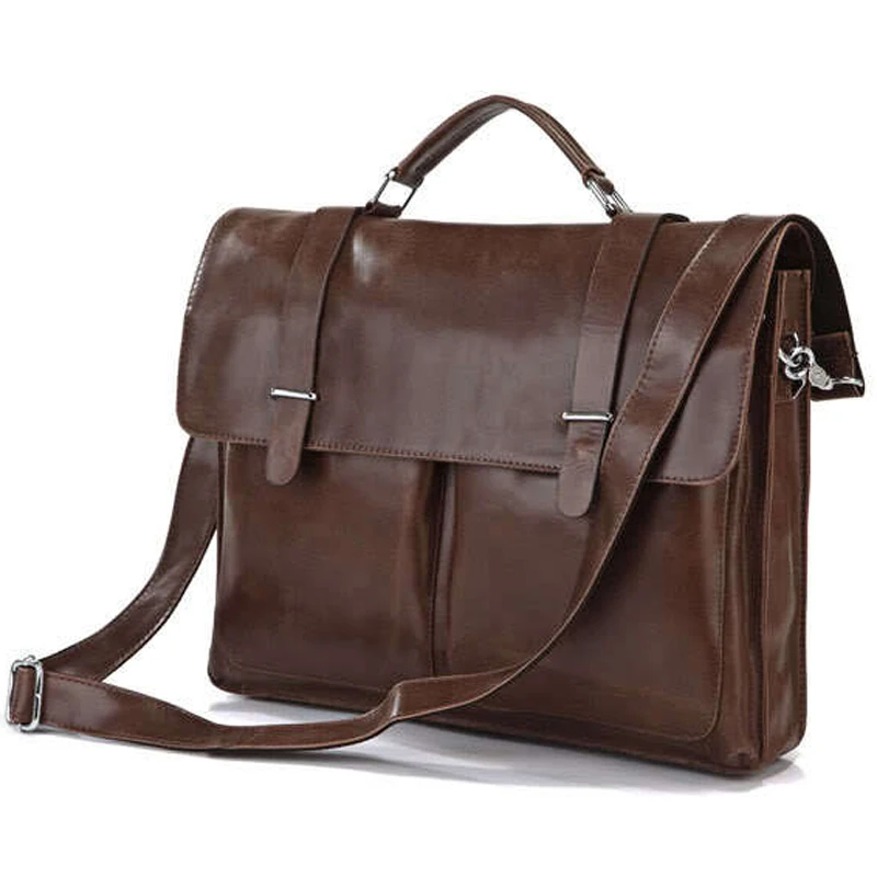 Fashion Genuine Leather Men\'s Briefcases Office Bag Messenger Bag Leather Shoulder Bag Men Laptop Briefcase tote Handbag