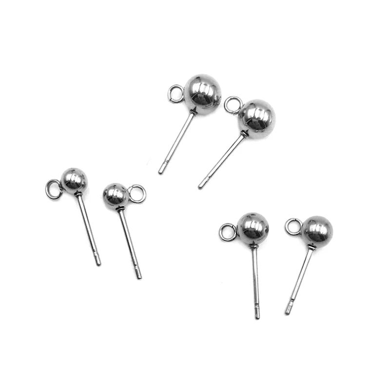 

20PCS/Lot Stainless Steel Fine Jewellery Findings Earring Ear Pin Ball Beads Head Earring for Jewelry Making Size 3 4 5 6mm