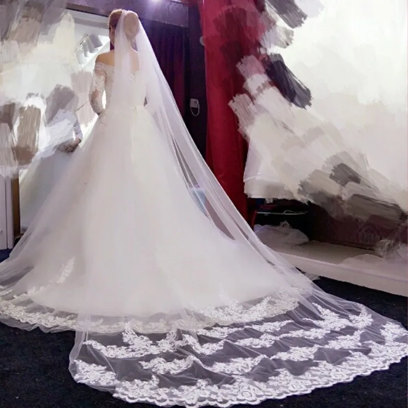 Engerla งานแต่งงานผ้าคลุมหน้ายาวสีขาว 3 เมตร Wedding Veil กับหวีเจ้าสาวตาข่าย Veils สำหรับเจ้าสาว