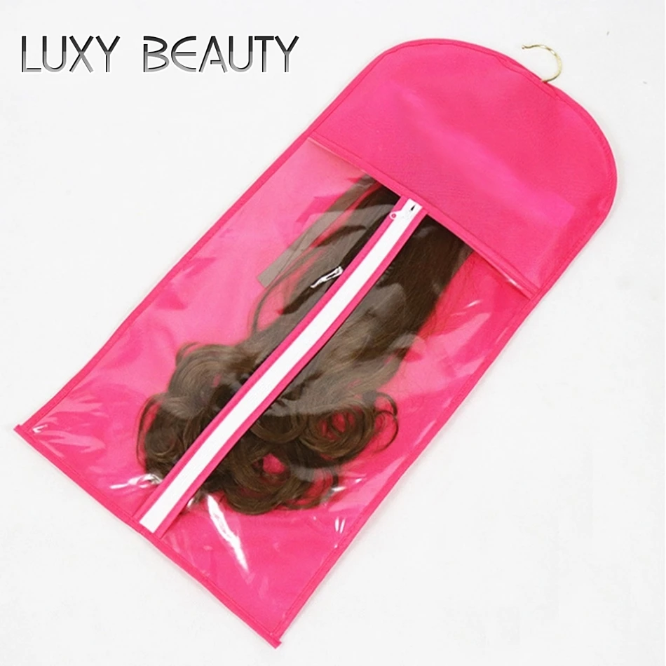 Bolsa de almacenamiento de extensiones de cabello, colgador de madera para pelucas, bolsa antipolvo, protección para pelucas, herramienta de peinado para pelucas de encaje