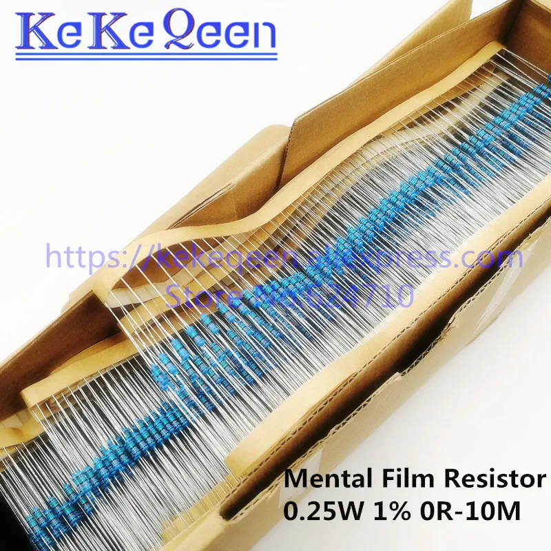 100PCS/LOT 0.25W 1% 1/4W Mental Film 2.2K 2.4K 2.7K 3K 3.3K 3.6K 3.9K 4.3K 4.7K 2K2 2K4 2K7 3K0 3K3 3K6 3K9K 4K3 4K7