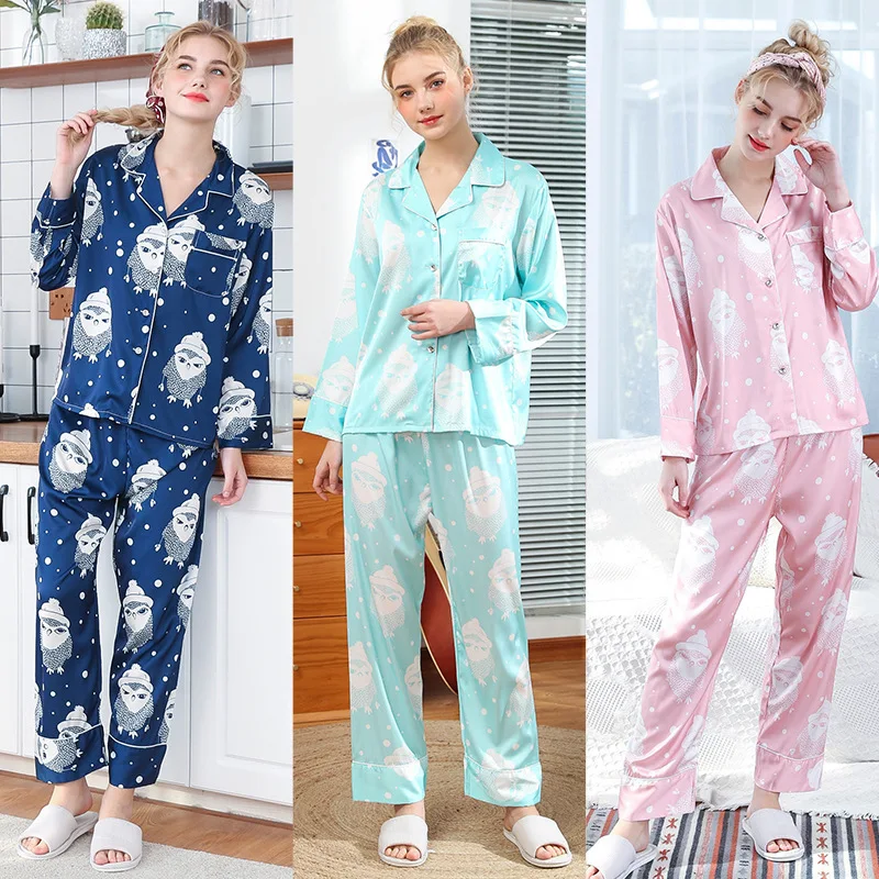 Wholesale Pajamas Sets Spring Autumn Style Thin Carton Generation Women Long Sleepwear Suit Home Women Gift Female Sleepwear