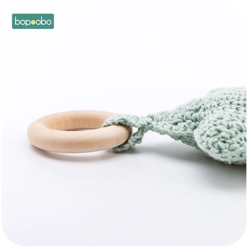 Bopoobo 0-12 mesi anello stella giocattolo neonato giocattolo ecologico Montessori braccialetti massaggiagengive in legno Baby Soft BPA denti pendenti gratuiti