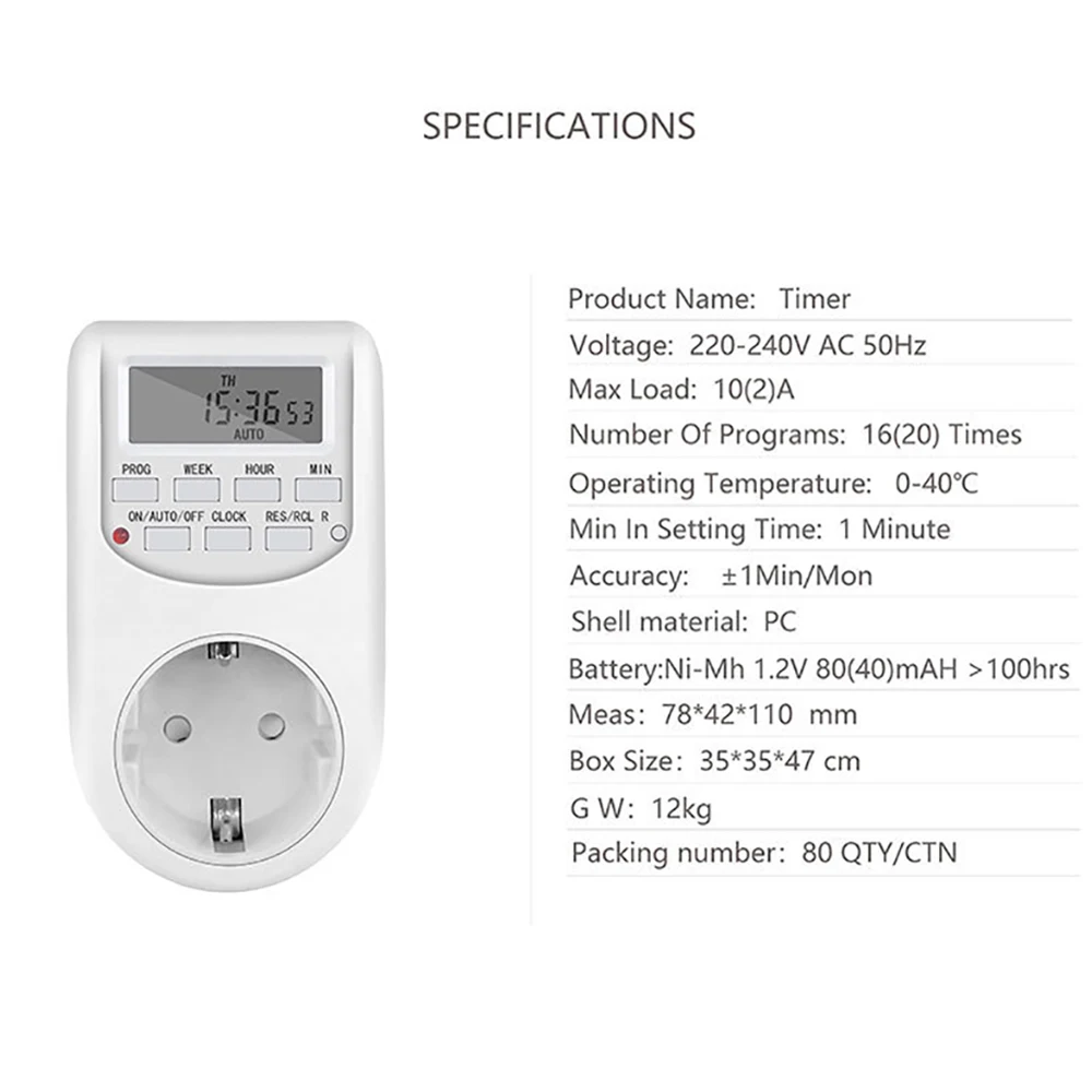 EU-Stecker Timer-Schalter Energie sparende digitale Küche Timer Steckdose Woche tägliche Stunde programmier bare Ein/Aus-Zeit Timing-Buchse Universal