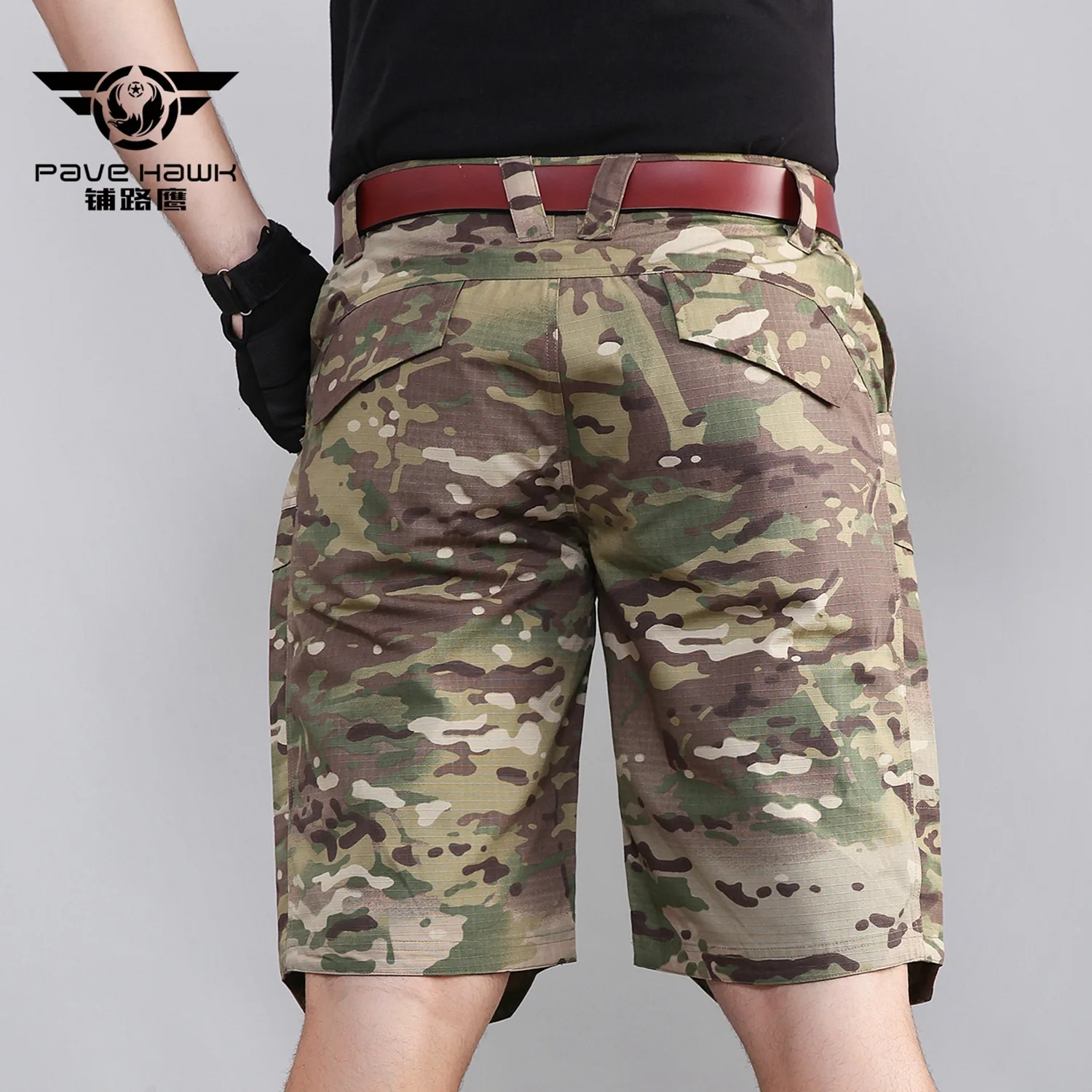 Camouflage Multi-Pocket Hunting Trousers Men Tactical Training CS Outdoor Camping Hiking Trekking Working Clothes Summer Sports