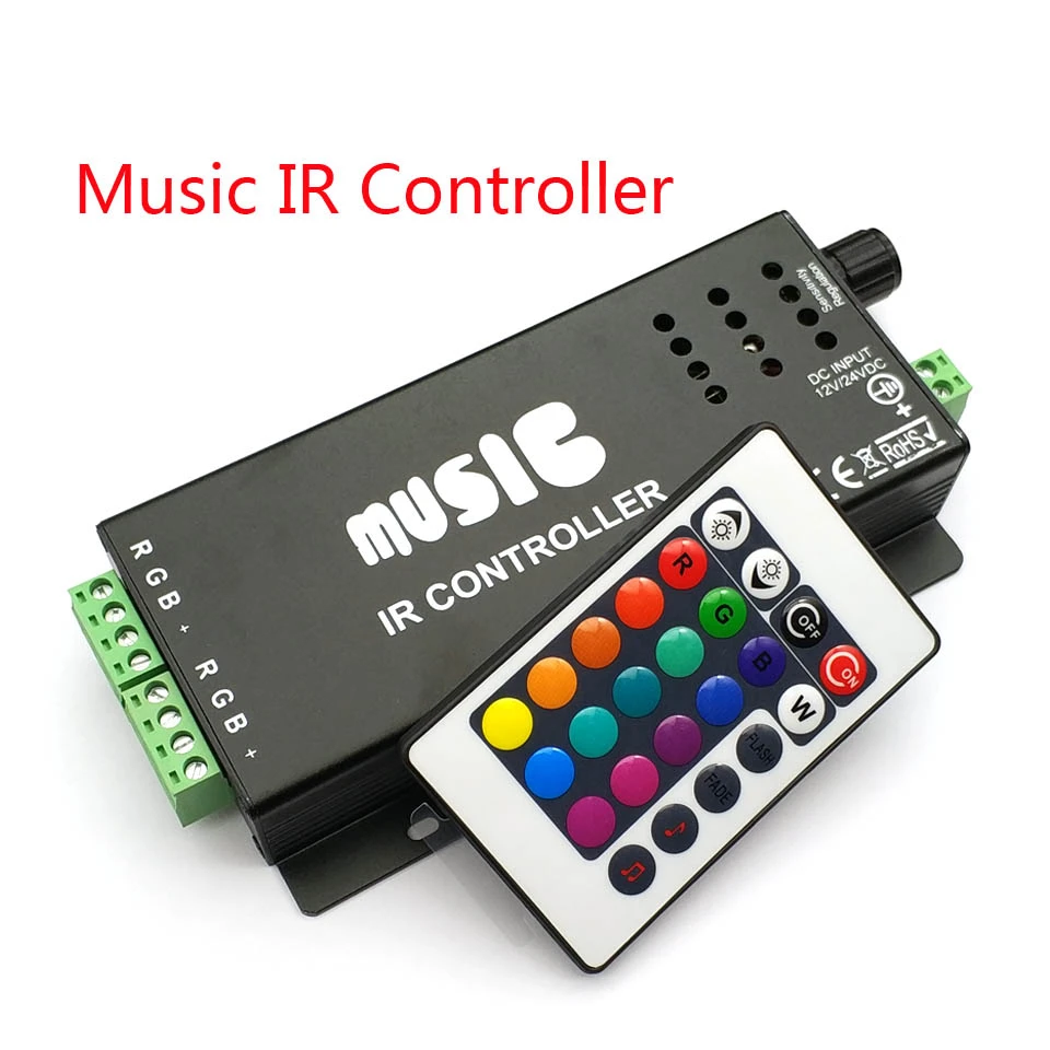 

ИК-контроллер, DC12-24V, 24 клавиши, музыкальный контроллер, ИК-пульт, RGB контроллер, чувствительный к звуку, для 5050 3528, светодиодный светильник