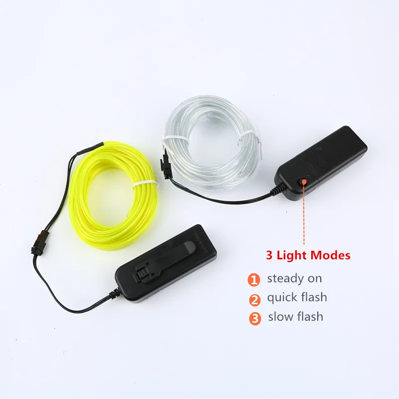 3V Battery Box Glow EL Wire Neon Sign Light Shoes Clothing Car Waterproof LED Strip Dance Party Decor Neon LED Lights 1m 3m 5m