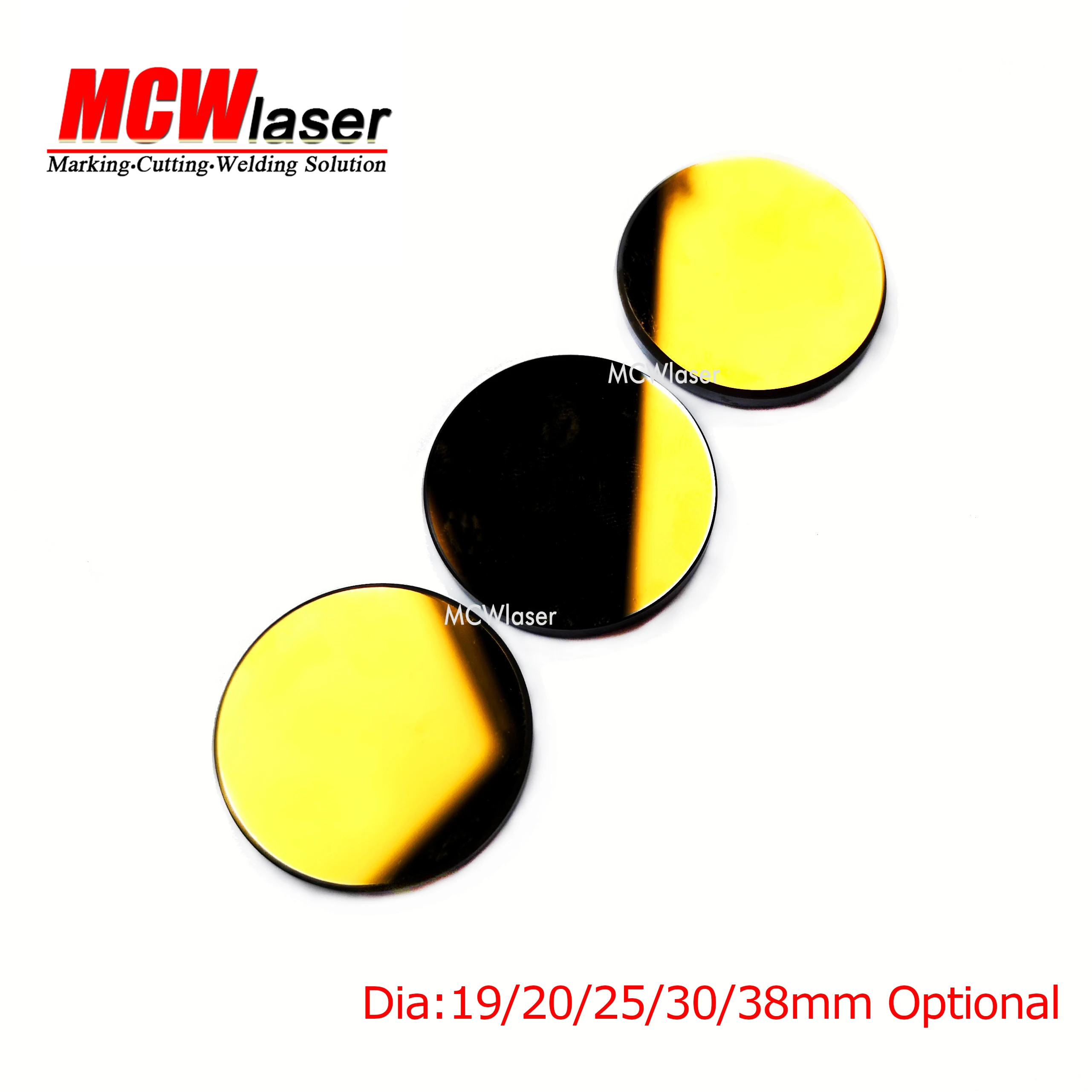 

MCWlaser HQ 3PCS Si Mirror Gold-Plated Silicon Reflection Dia:19/20/25/30mm For CO2 Laser Engraving Cutter Machine 40W-150W