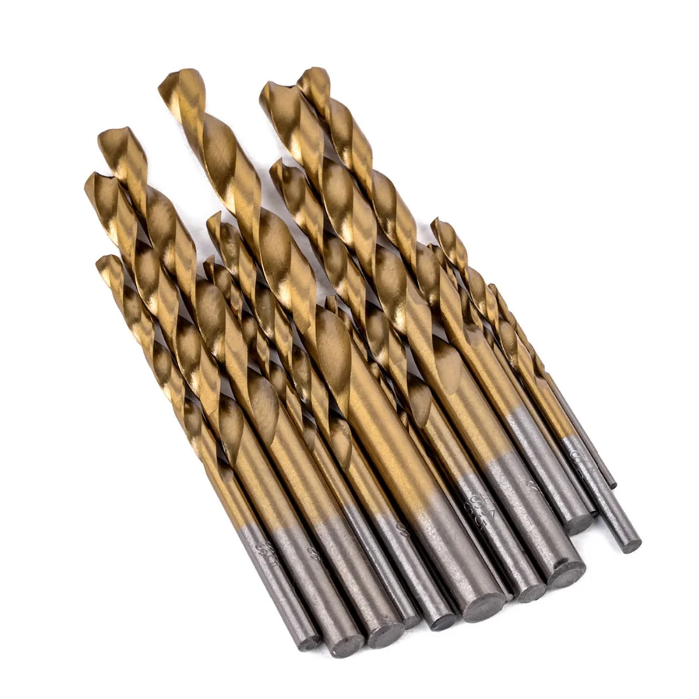 ไทเทเนียมเคลือบ13PCS 1.5-6.5Mm HSS Straight Shank Twist Set Mata Bor เลื่อยตัดเครื่องมืออลูมิเนียมโลหะงานไม้เครื่องมือ