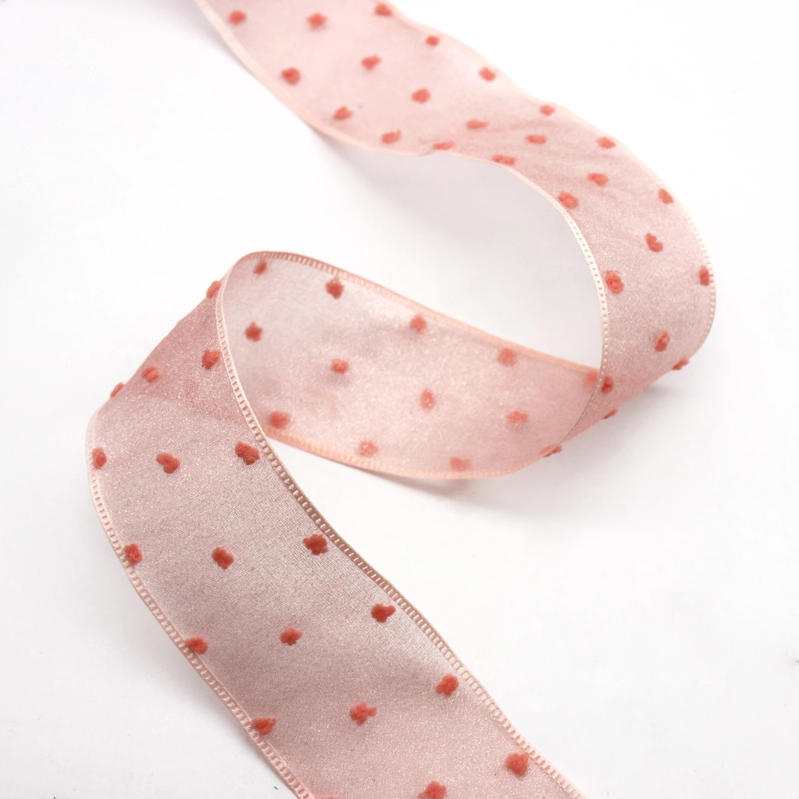 Pink White Organza Ribbon, Christmas Gift, Handwork, DIY Dot, Snow Yarn, Wedding, Birthday Party Decorations, New, 40mm, 5Yard