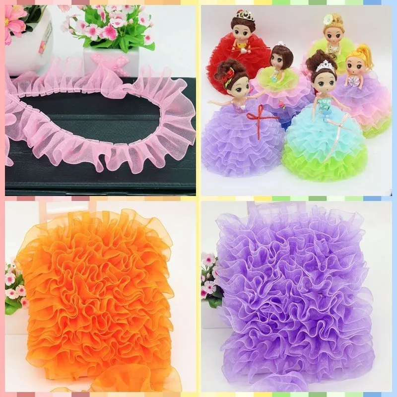 4CM Wide Many Colors Pleated Fold Mesh Tulle Lace Ribbon Trim Sewing DIY Crafts Cushion Curtain Garment Dress Tassel Accessories