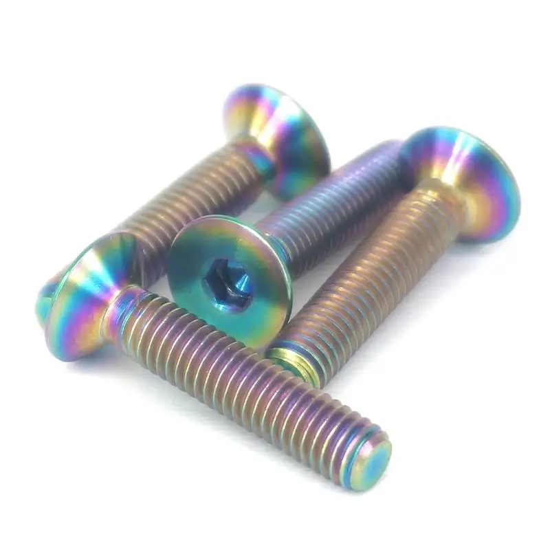 4 PCS M6x30mm Rainbow Titanium Countersunk Head Bolts For Bike Headset Top Cap