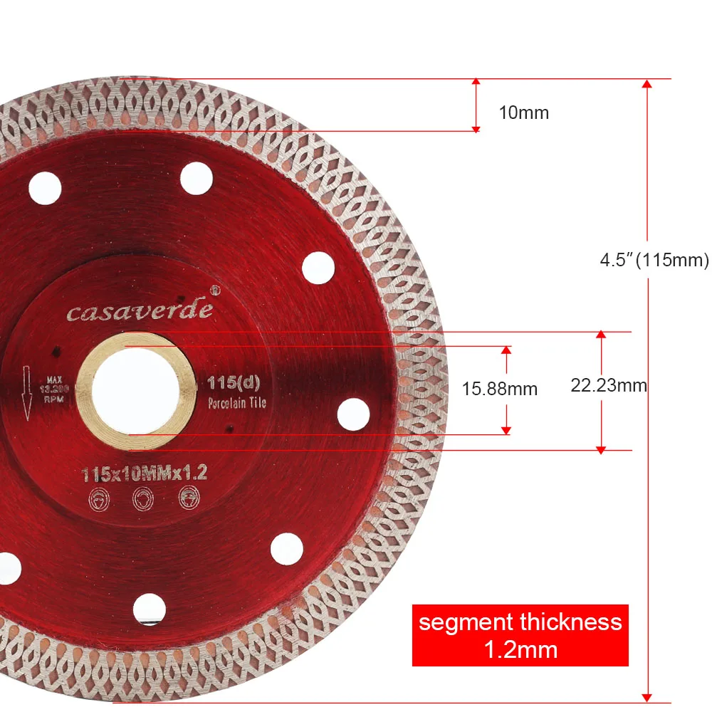 Casaverde Brand D115mm super thin diamond porcelain cutting blade for cutting ceramic or porcelain tile