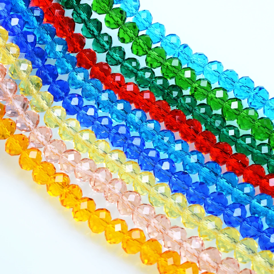 JuleeCrystal 70pcs 8mm Faceted Beads Multicolor Rondelle Glass Beads for Jewelry Making