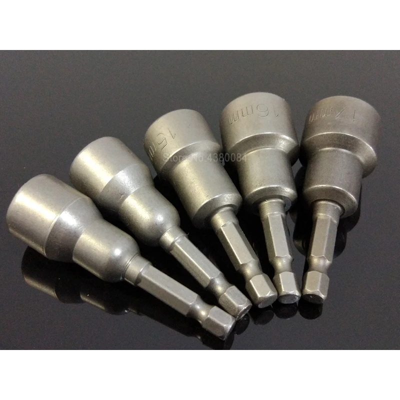 1Pc 14Sizes 6-19MM Magnetic Hex Sleeve/Socket Nozzles Nut Driver Set Hexagon Screwdriver Adaptor 1/4\